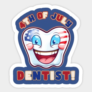 4th of July Dentist Patriotic Kawaii Molar Sticker